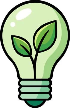 Eco light bulb with green leaf inside idea Stock Illustration