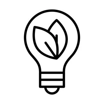 Eco light bulb icon linear logo mark in black and white Stock Illustration