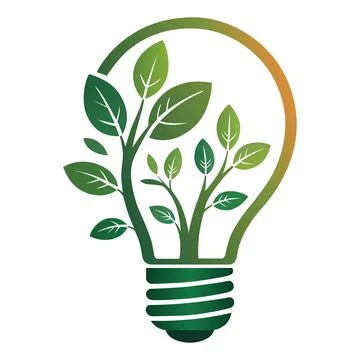 Eco Light Bulb with Leaf Tree Vector Illustration Stock Illustration