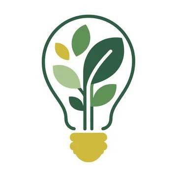 Eco Light Bulb Logo with Green Leaves Stock Illustration