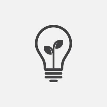 Eco lightbulb icon vector illustration, idea icon, eco lamp icon design Stock Illustration