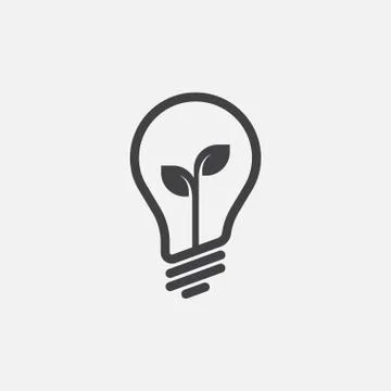 Eco lightbulb icon vector illustration, idea icon, eco lamp icon design Stock Illustration