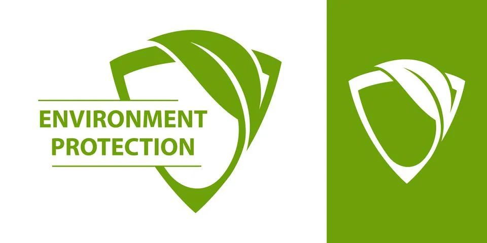 Eco logo. Shield with leaf Stock Illustration