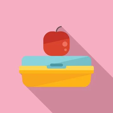 Eco lunch icon flat vector. School meal イラスト素材