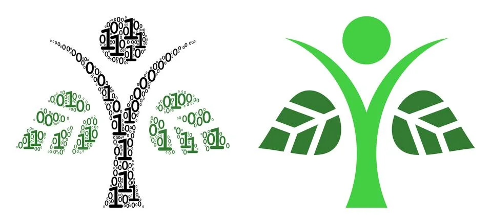Eco Man Mosaic of Binary Digits Illustrazione stock