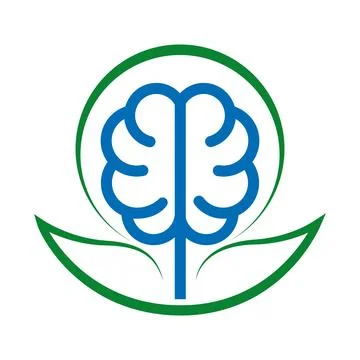Eco Mind Leaf Design Green Brain Nature Logo Illustration Stock Illustration
