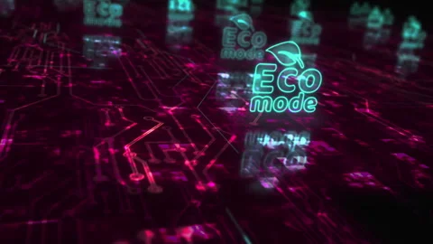 Eco mode symbols loop cyber concept Stock Footage 340545784