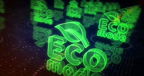 Eco mode symbols loop cyber concept Stock Footage 340546034
