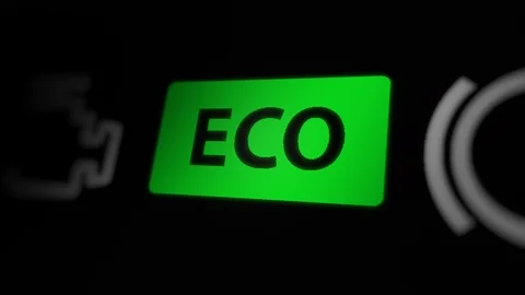 ECO Mode Turned On Warning Light on Car Dashboard Stock Footage 124449049