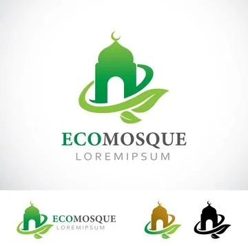 Eco Mosque Logo Design Template Stock Illustration