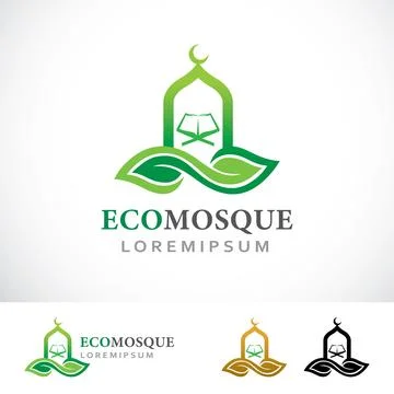 Eco Mosque Logo Design Template Stock Illustration