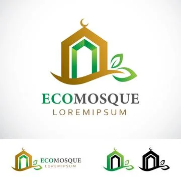 Eco Mosque Logo Design Template Stock Illustration