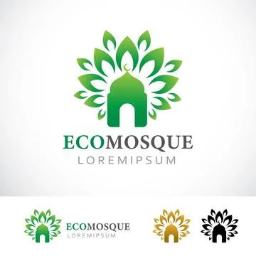 Eco Mosque Logo Design Template Stock Illustration