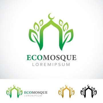 Eco Mosque Logo Design Template Stock Illustration