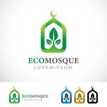 Eco Mosque Logo Design Template Stock Illustration