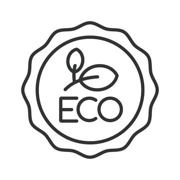 Eco organic label icon in line design. Eco, organic, nature, environment Illustrazione stock