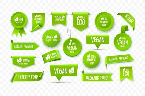 Eco organic vector labels tags. Vegan signs. Stock Illustration