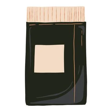 Eco package hand drawn flat illustration. Paper bag for grocery and food Stock Illustration