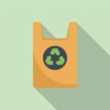 Eco package icon flat vector. Reusable fabric bag Illustration