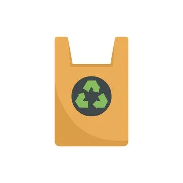 Eco package icon flat vector. Reusable fabric bag Illustration