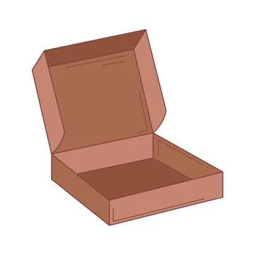 Eco packaging in flat design. Empty open cardboard box for pizza delivery. .. Stock Illustration