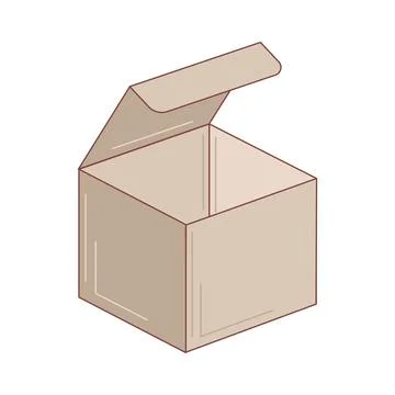 Eco packaging in flat design. Empty cardboard shipment box for parcels. Vecto Illustrazione stock