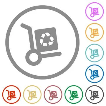 Eco parcel delivery solid flat icons with outlines Illustration