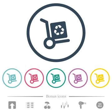 Eco parcel delivery solid flat color icons in round outlines Illustration