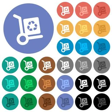 Eco parcel delivery solid round flat multi colored icons Illustration