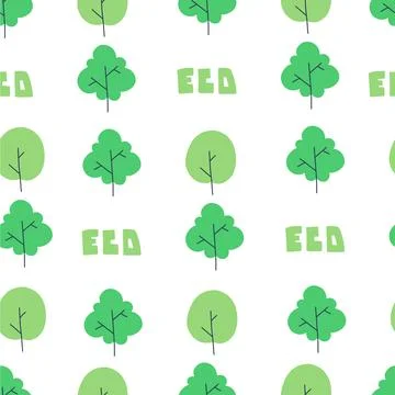 ECO pattern in linear style, flat vector illustration. Eco decoration. Stock Illustration