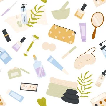 Eco Personal Care Seamless Pattern Vector Stock Illustration