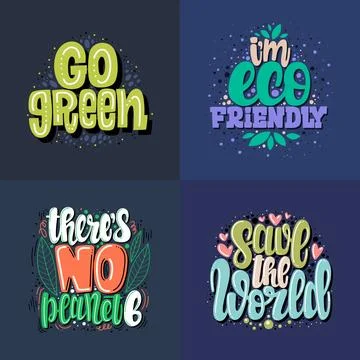 Eco phrase set Stock Illustration