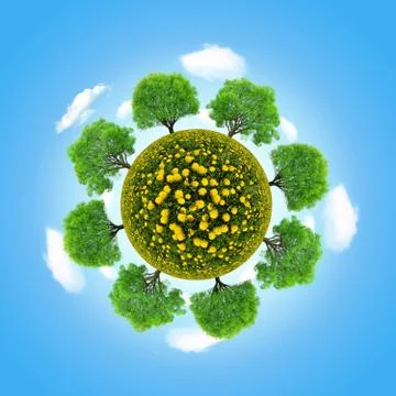Eco planet with trees Stock Illustration