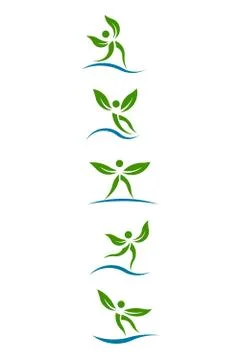 Eco Plants People Vector Graphi. Set of Design elements Stock Illustration