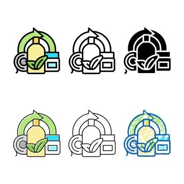 Eco plastic color icon vector pack Stock Illustration