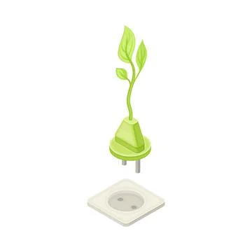 Eco Plug and Socket as Renewable Green Energy Source Isometric Vector Illustrazione stock