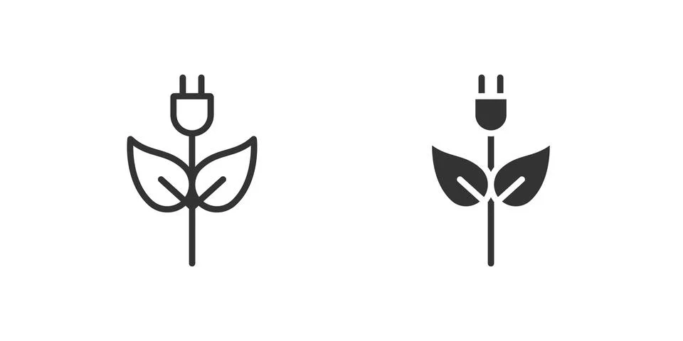 Eco plug icon set visualizing green energy and eco power. Stock Illustration
