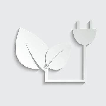 Eco plug with leaf icon/  electric plug vector icon Stock Illustration