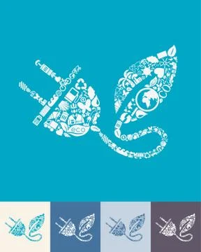 Eco plug leaf icon Stock Illustration