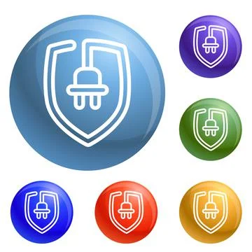 Eco plug shield icons set vector イラスト素材