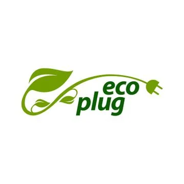 Eco plug stem leaves with electric plug icon logo concept design template Stock Illustration
