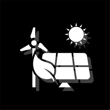 Eco power icon flat Stock Illustration