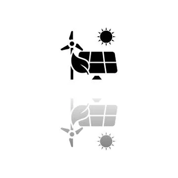 Eco power icon flat Stock Illustration