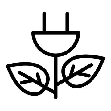 Eco power plug line icon. Energy save vector illustration isolated on white イラスト素材