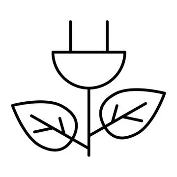 Eco power plug thin line icon. Energy save vector illustration isolated on white Stock Illustration