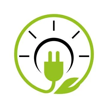 Eco power Vector icon design illustration Free Vector Leaves with electric cable Stock Illustration