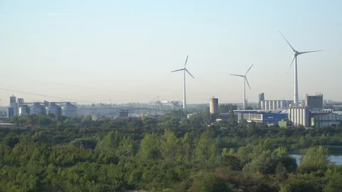 Eco power. Wind turbines generating electricity. Stock Footage 92998835