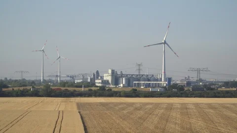 Eco power. Wind turbines generating electricity. Stock Footage 94490982
