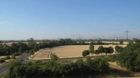 Eco power. Wind turbines generating electricity. Stock Footage 94491006