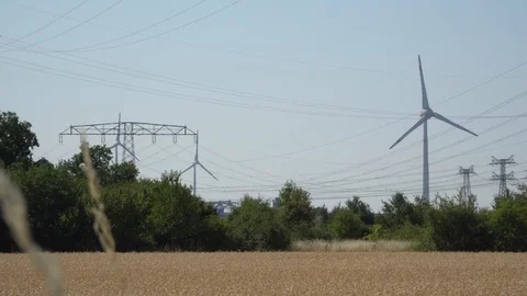 Eco power. Wind turbines generating electricity. Stock Footage 94491775